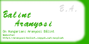 balint aranyosi business card